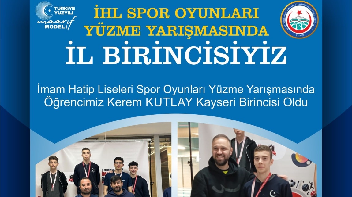 Yüzme Yarışmasında Kayseri Birinciliği Okulumuzun Gururu Oldu